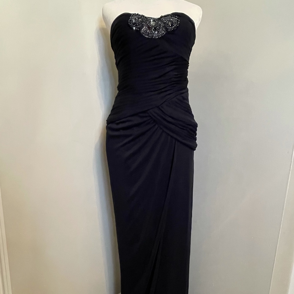 Navy gown with beaded embellishment